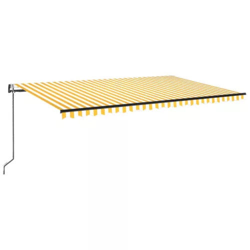  sárga-fehér szélérzékelős és LED-es napellenző 500 x 300 cm
