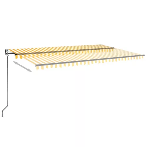  sárga-fehér szélérzékelős és LED-es napellenző 500 x 300 cm