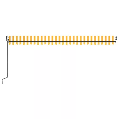  sárga-fehér szélérzékelős és LED-es napellenző 500 x 300 cm