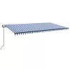  kék/fehér automata szélérzékelős és LED-es napellenző 600x300cm