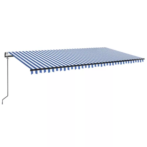  kék/fehér automata szélérzékelős és LED-es napellenző 600x300cm