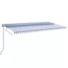  kék/fehér automata szélérzékelős és LED-es napellenző 600x300cm