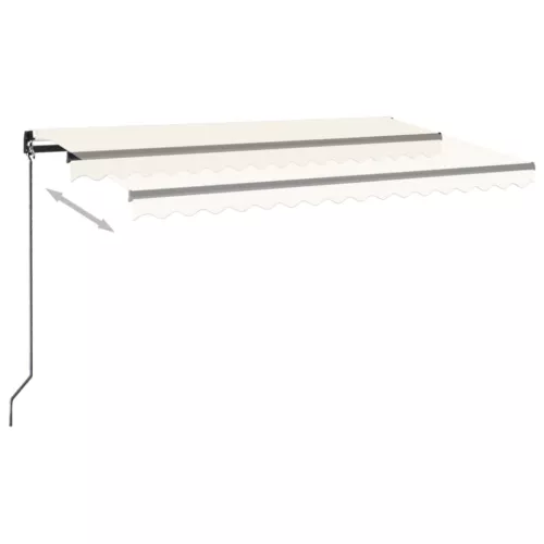  krémszínű kézzel kihúzható LED-es napellenző 400 x 350 cm