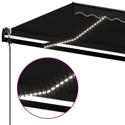  antracitszürke szélérzékelős és LED-es napellenző 400x350 cm