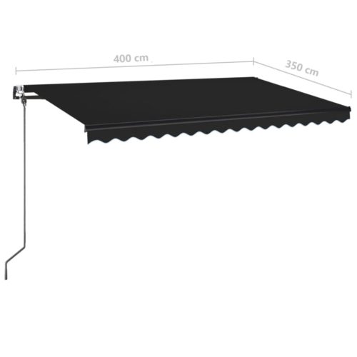  antracitszürke szélérzékelős és LED-es napellenző 400x350 cm