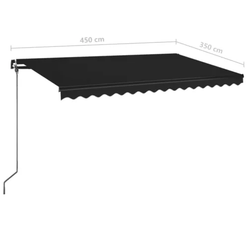  antracitszürke kézzel kihúzható LED-es napellenző 450 x 350 cm