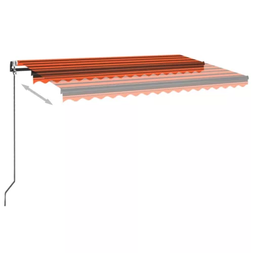  narancssárga-barna szélérzékelős és LED-es napellenző 450x350cm