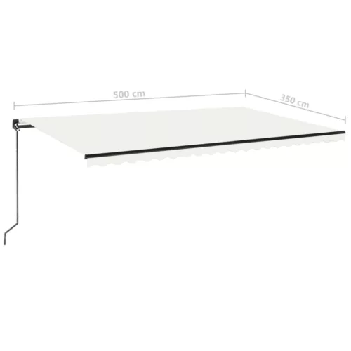  krémszínű kézzel kihúzható napellenző 500 x 350 cm