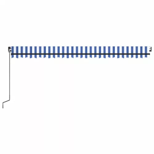  kék és fehér kézzel kihúzható LED-es napellenző 500 x 350 cm