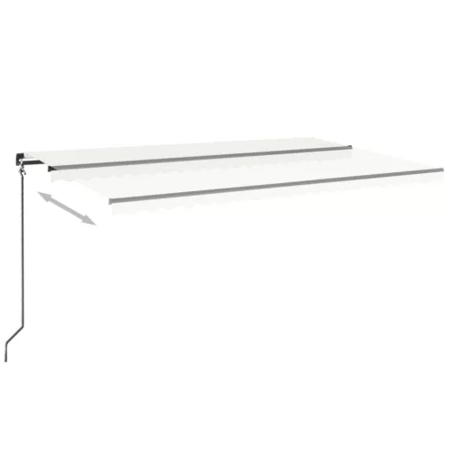  krémszínű kézzel kihúzható LED-es napellenző 500x350 cm