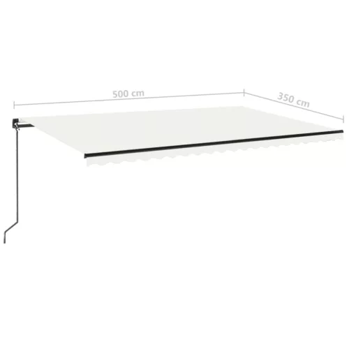  krémszínű kézzel kihúzható LED-es napellenző 500x350 cm