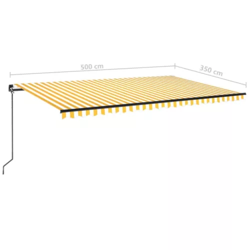  sárga és fehér kézzel kihúzható LED-es napellenző 500x350 cm
