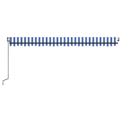  kék/fehér automata szélérzékelős és LED-es napellenző 500x350cm