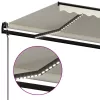  krémszínű automata szélérzékelős és LED-es napellenző 500x350cm