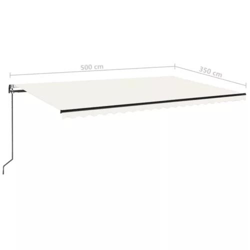  krémszínű automata szélérzékelős és LED-es napellenző 500x350cm