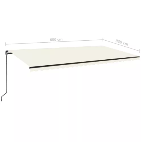  krémszínű kézzel kihúzható napellenző 600 x 350 cm