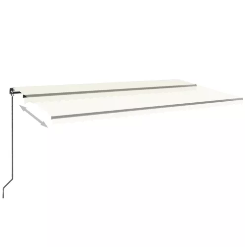  krémszínű kézzel kihúzható LED-es napellenző 600 x 350 cm