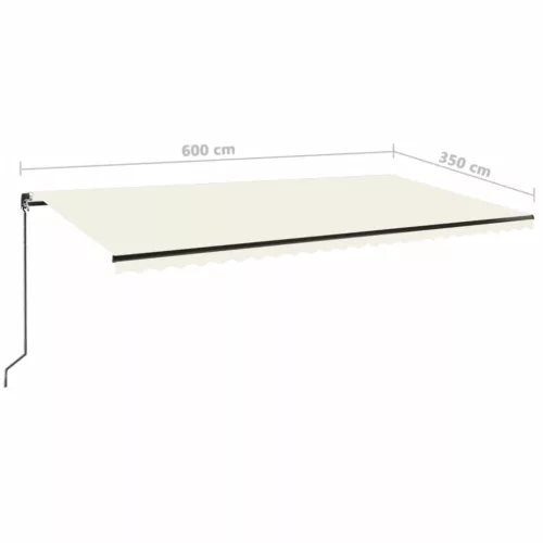  krémszínű kézzel kihúzható LED-es napellenző 600 x 350 cm