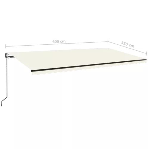  krémszínű automata szélérzékelős és LED-es napellenző 600x350cm