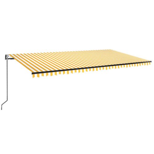  sárga-fehér szélérzékelős és LED-es napellenző 600 x 350 cm