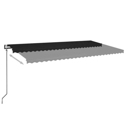  antracitszürke szélérzékelős és LED-es napellenző 600 x 350 cm