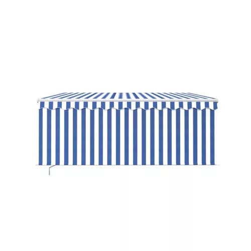  kék és fehér kézzel kihúzható napellenző redőnnyel 3 x 2,5 m