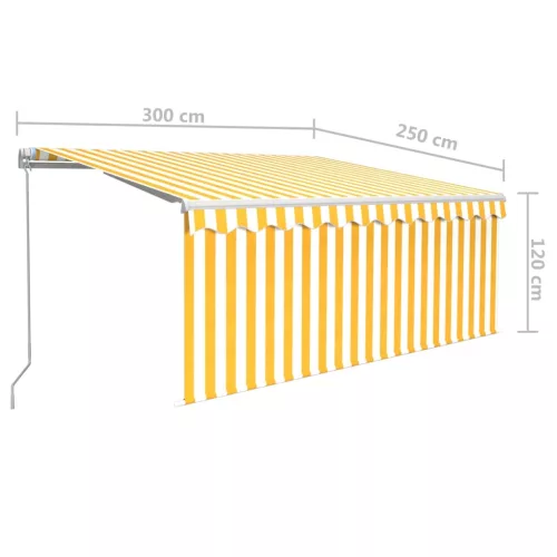  sárga-fehér kézzel kihúzható LED-es napellenző redőnnyel 3x2,5m  