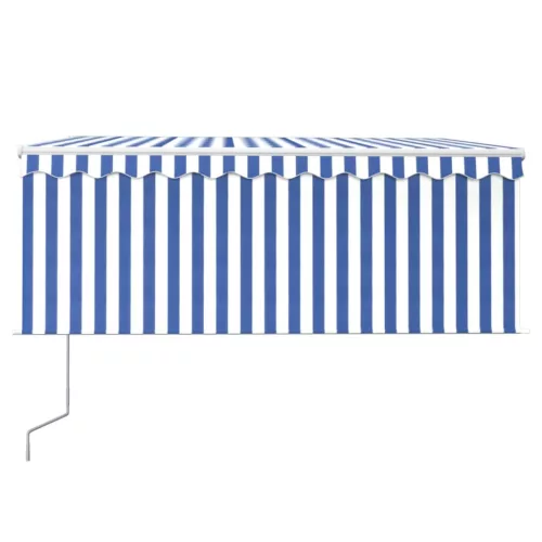 kék és fehér automata napellenző redőnnyel 3 x 2,5 m