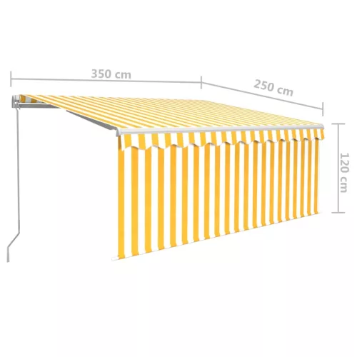  sárga és fehér kézzel kihúzható napellenző redőnnyel 3,5x2,5 m  
