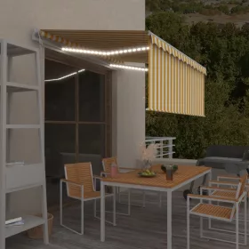    sárga-fehér LED-es, szélérzékelős napellenző redőnnyel 3,5x2,5m  