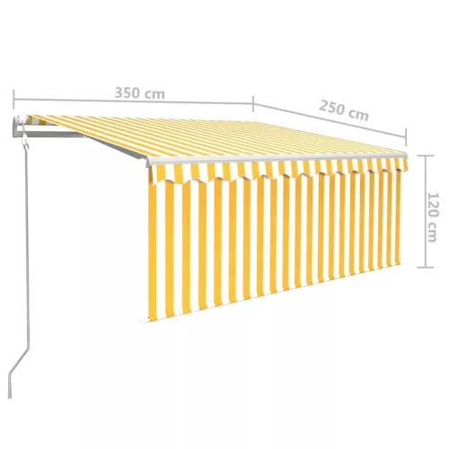  sárga-fehér LED-es, szélérzékelős napellenző redőnnyel 3,5x2,5m  
