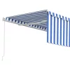  kék és fehér kézzel kihúzható napellenző redőnnyel 4 x 3 m