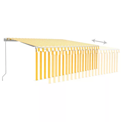  sárga és fehér kézzel kihúzható napellenző redőnnyel 4 x 3 m