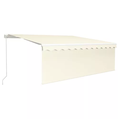  krémszínű LED-es kézzel kihúzható napellenző redőnnyel 4 x 3 m