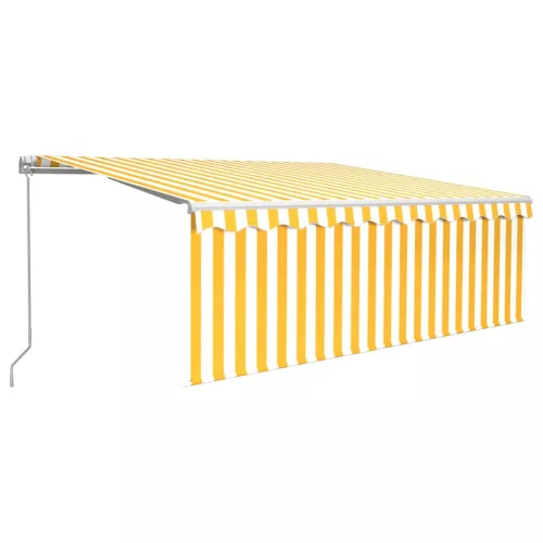  sárga-fehér kézzel kihúzható LED-es napellenző redőnnyel 4x3 m