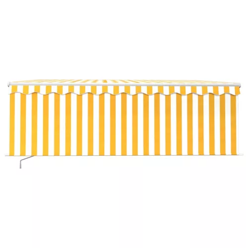  sárga-fehér kézzel kihúzható LED-es napellenző redőnnyel 4x3 m