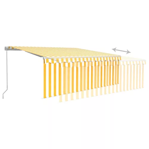  sárga-fehér kézzel kihúzható LED-es napellenző redőnnyel 4x3 m