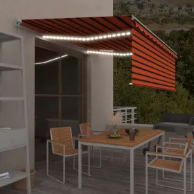    narancssárga-barna kézzel kihúzható LED-es napellenző 4 x 3 m
