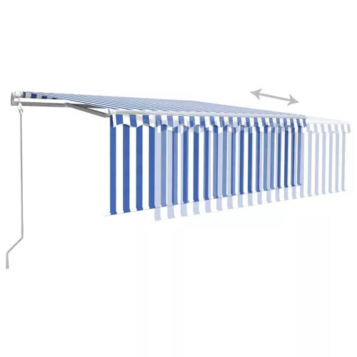  kék és fehér automata napellenző redőnnyel 4 x 3 m 