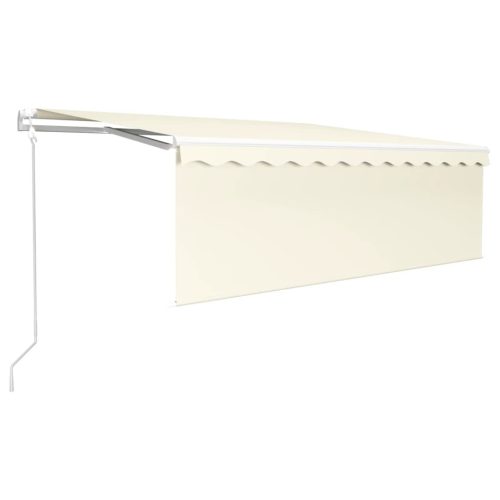  krémszínű szélérzékelős, LED-es napellenző redőnnyel 4x3 m 