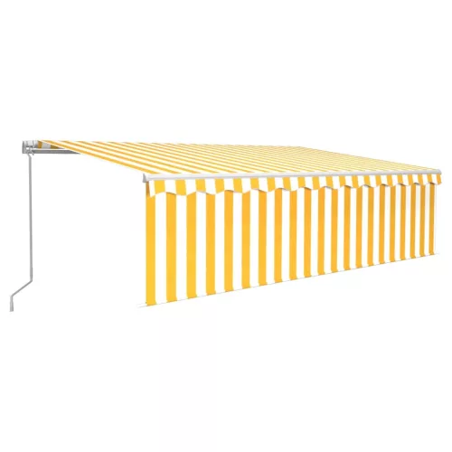  sárga és fehér kézzel kihúzható napellenző redőnnyel 5 x 3 m