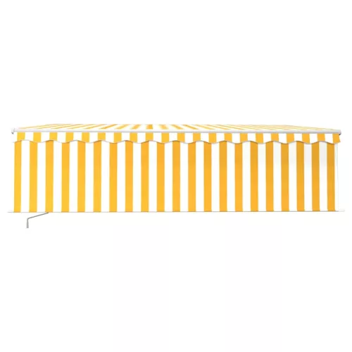  sárga és fehér kézzel kihúzható napellenző redőnnyel 5 x 3 m