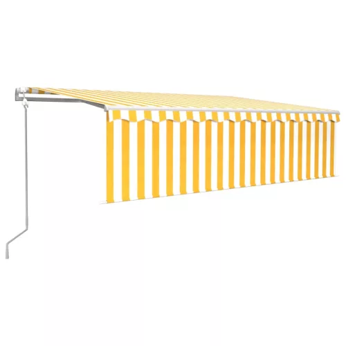  sárga-fehér redőnyös, LED-es, szélérzékelős napellenző 5x3 m 