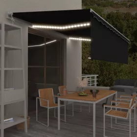    antracitszürke redőnyös, LED-es, szélérzékelős napellenző 5x3 m 