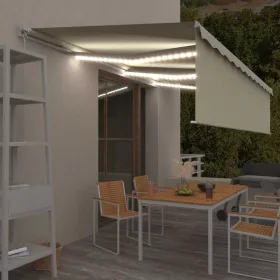    krémszínű kihúzható LED-es napellenző redőnnyel 6 x 3 m