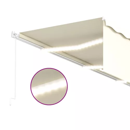  krémszínű kihúzható LED-es napellenző redőnnyel 6 x 3 m