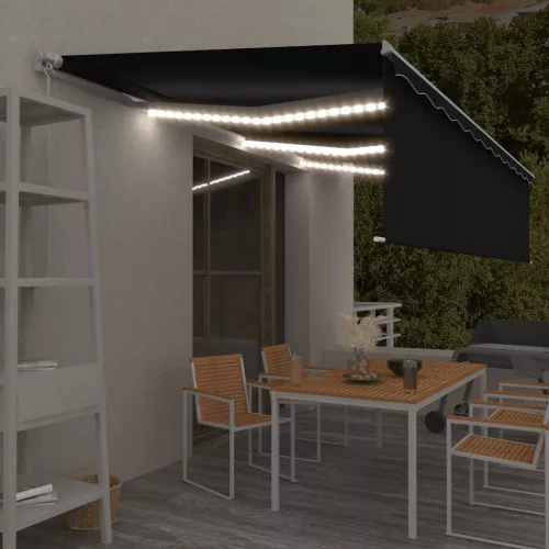  antracitszürke kihúzható LED-es napellenző redőnnyel 6 x 3 m