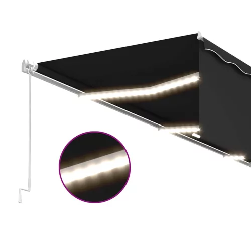 antracitszürke kihúzható LED-es napellenző redőnnyel 6 x 3 m