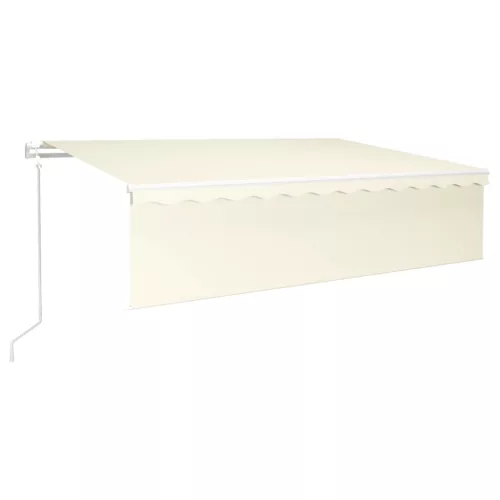  krémszínű szélérzékelős, LED-es napellenző redőnnyel 6x3 m 