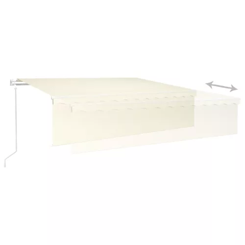  krémszínű szélérzékelős, LED-es napellenző redőnnyel 6x3 m 
